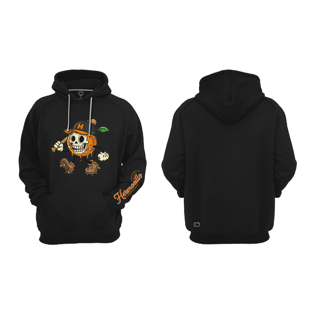 Hoodie Naranja Skull Negra